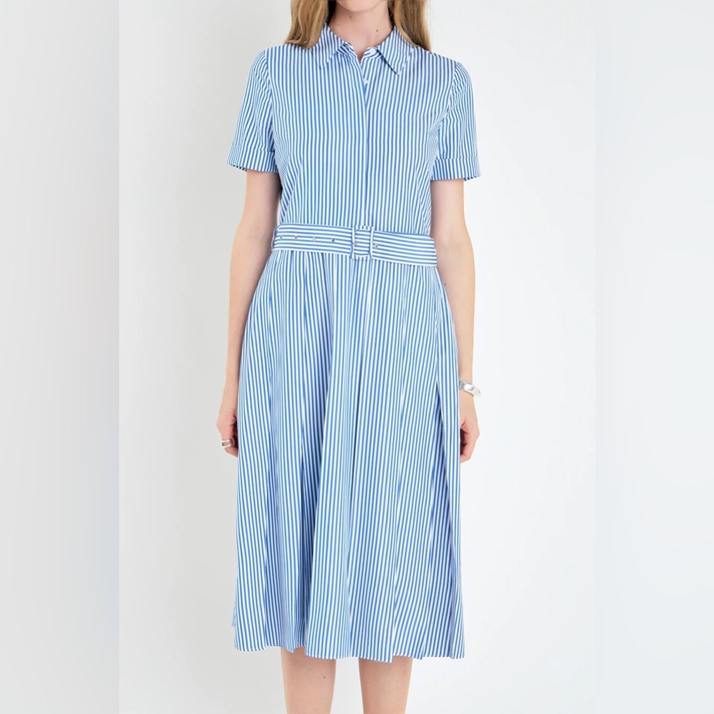 English Factory Striped Belted Midi Dress Size XS - Picture 5 of 9